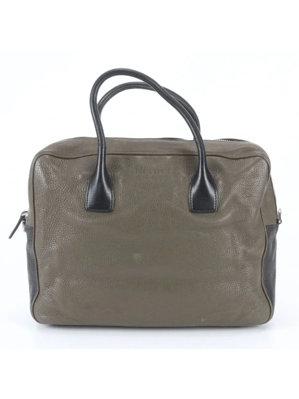 Prada White Tagged Leather Business Document Briefcase Tote Bag A4 Black